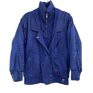 Bogner Womens Blue&Black Stripe Collared Zip & Button Closure Ski Jacket Size 4